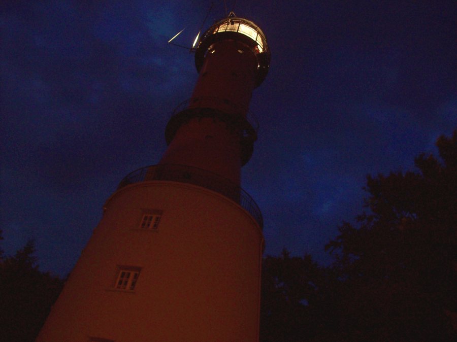 Rozewie lighthouse at night