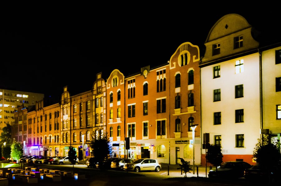 Ruda Śląska, 1905 residential buildings at night